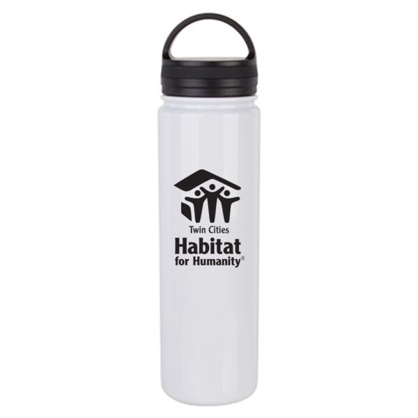 23oz Stainless Steel Flask Bottle w/Portable Lid - Sublimated Logo Thumbnail