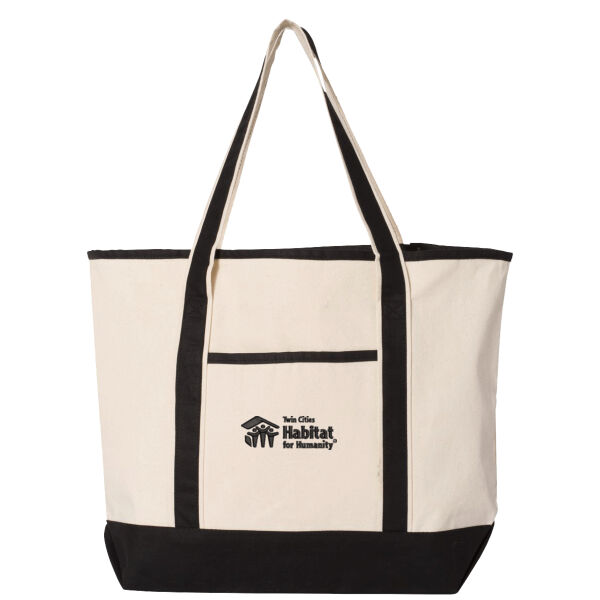 Q-Tees - 34.6L Large Canvas Deluxe Tote - Embroidered Logo Thumbnail