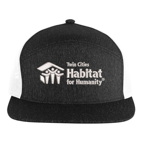 Heather 6 Panel Arch Trucker Snapback Cap - Embroidered Logos Thumbnail