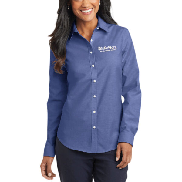 Port Authority® Women's SuperPro™ Oxford Shirt - Embroidered Logo Thumbnail