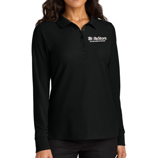 Port Authority® Women’s Wearever Signature Pique Long Sleeve Polo - Embroidered Logo Thumbnail