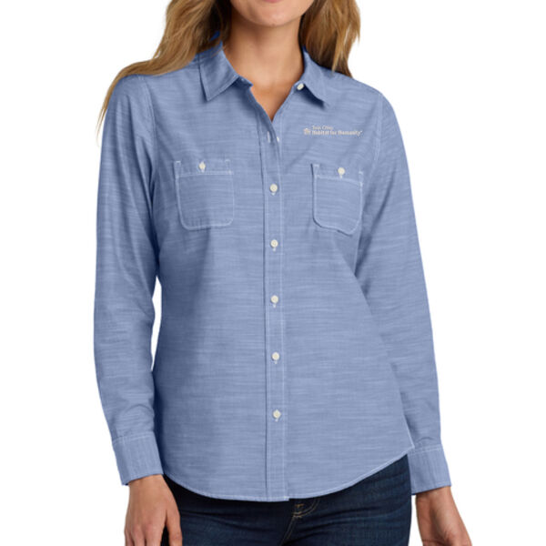 Port Authority Women's Slub Chambray Shirt - Embroidered Logo Thumbnail